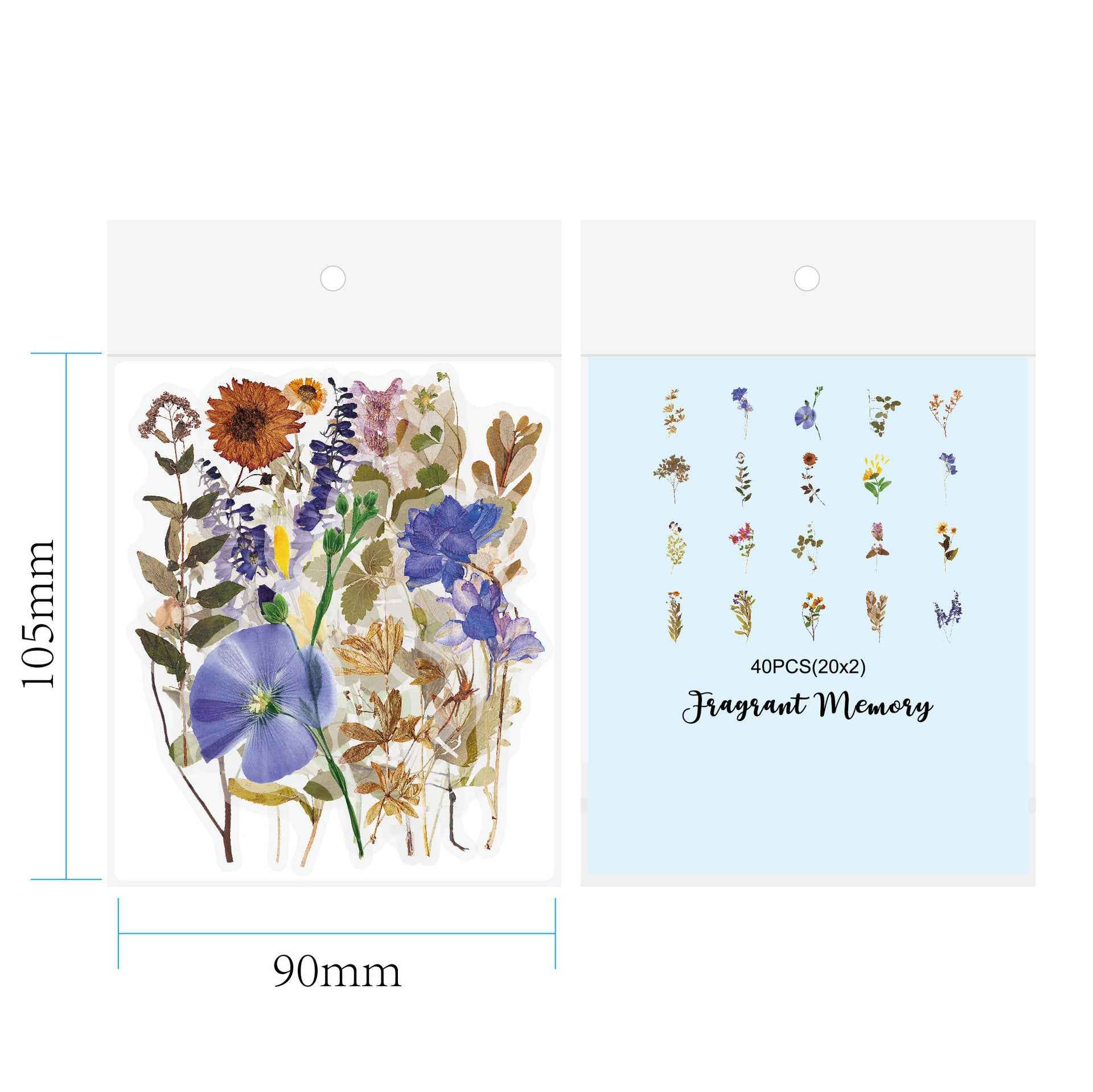 160pcs Clear PET Transparent Flower Floral Stickers Set - TTpen