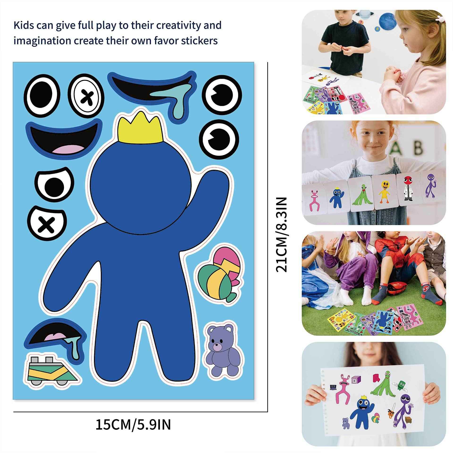 24 Sheets Rainbow Friends Make a Face DIY Stickers for Kids - TTpen