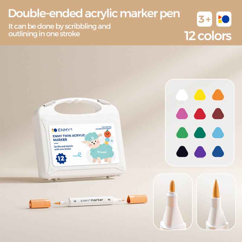 ENMY Kids Dual-Tip Acrylic Markers – Soft & Hard,12/24/36/48/60 Colors