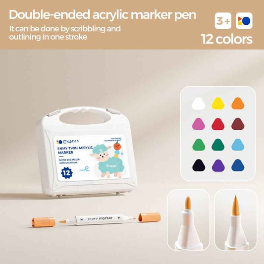 ENMY Kids Dual-Tip Acrylic Markers – Soft & Hard,12/24/36/48/60 Colors