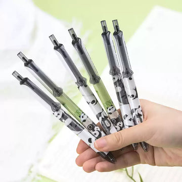 Comix Cat & Bear Gel Pens – 6-Pack 0.5mm Black Ink for School Writing