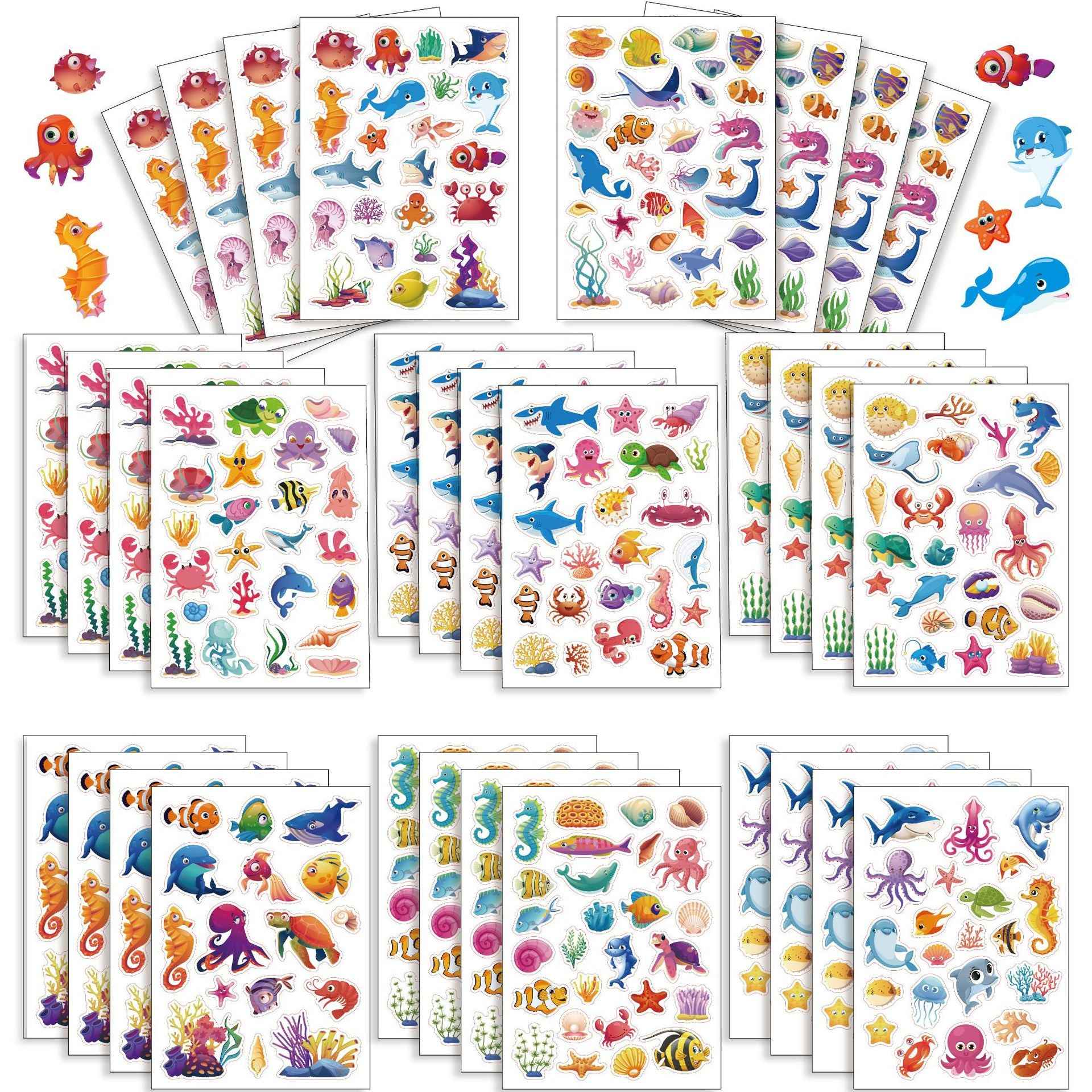 32 Sheets Ocean Sealife Animal Stickers for Kids - TTpen