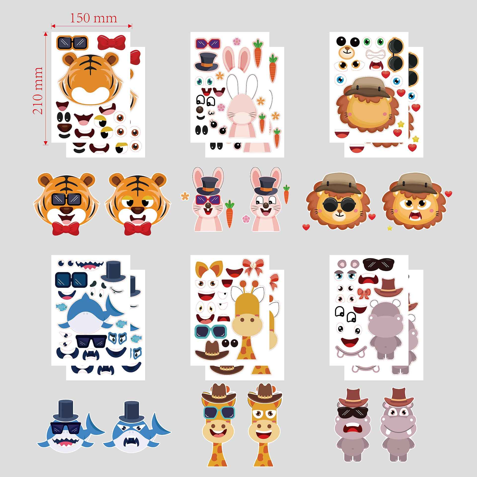 24 Sheets Wildlife Animals Make Your Own Stickers for Kids - TTpen