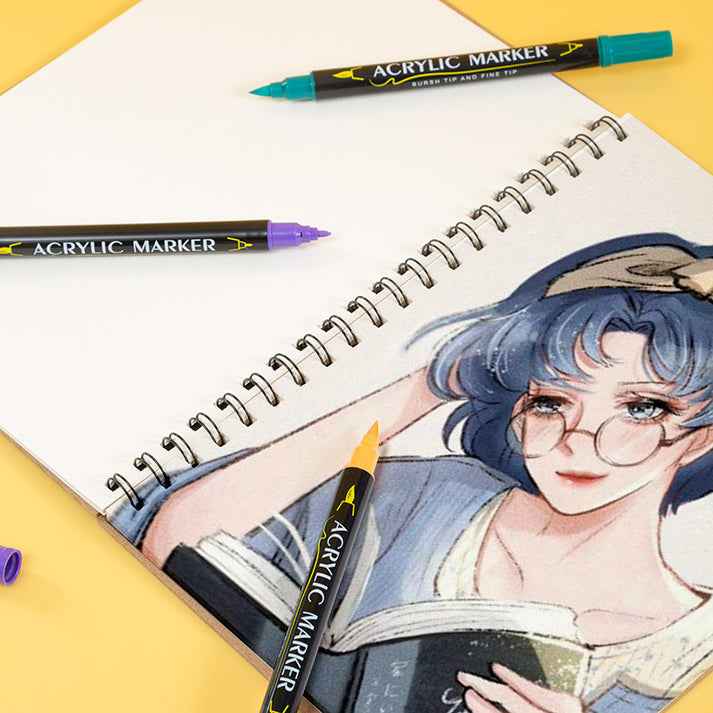 Guangna 48 Colors Dual Brush Tip Acrylic Paint Markers - TTpen
