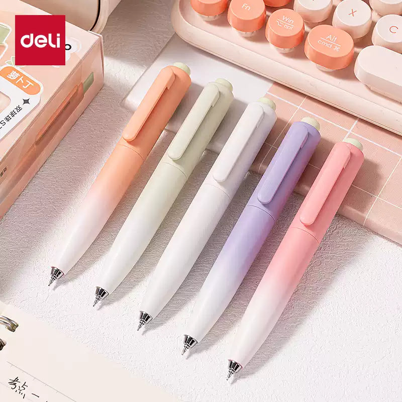 DELI S186 Pocket-Sized Click Pen - 0.5mm ST Tip Black Ink 10 Pack - TTpen