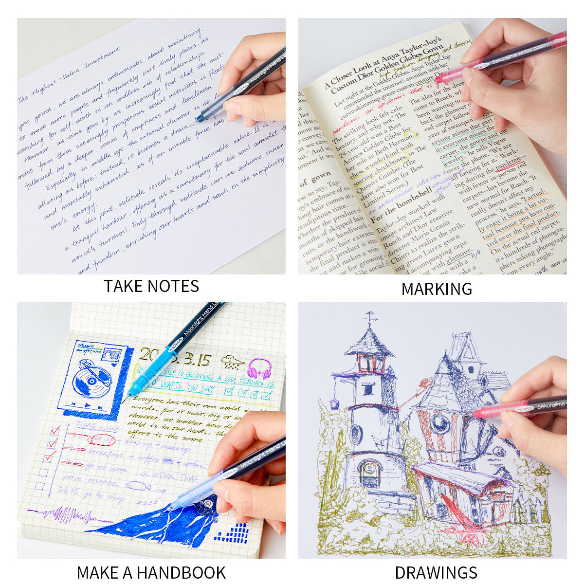 36-Color Liquid Rollerball Pen Set 0.5mm for Note Taking Sketching