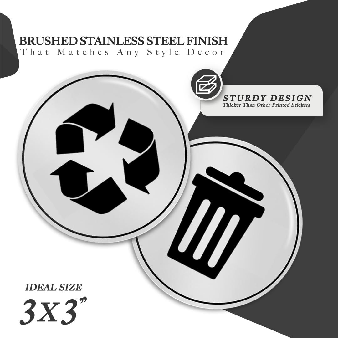 10PCS Trash and Recycle Stickers 3x3 Inch Round UV Stable Weatherproof