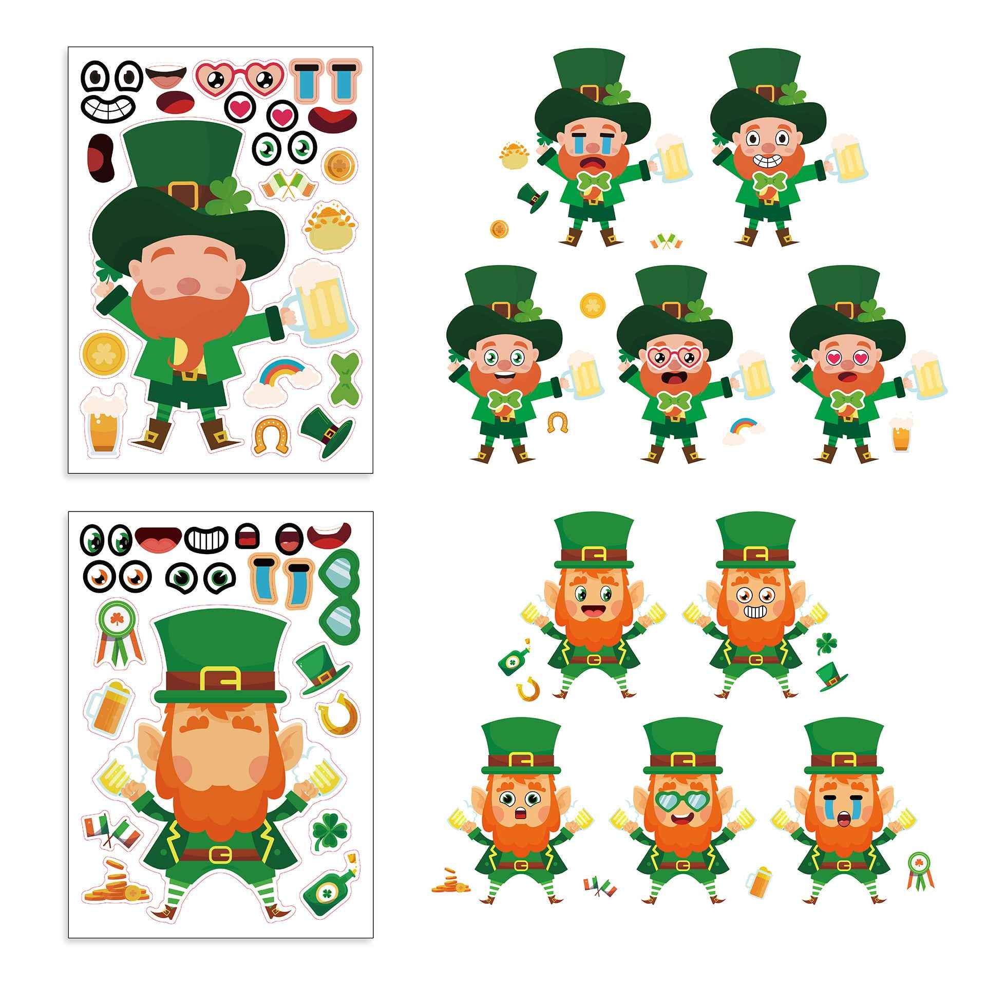 24 Sheets St Patricks Day Stickers for Kids Cards Crafts - TTpen