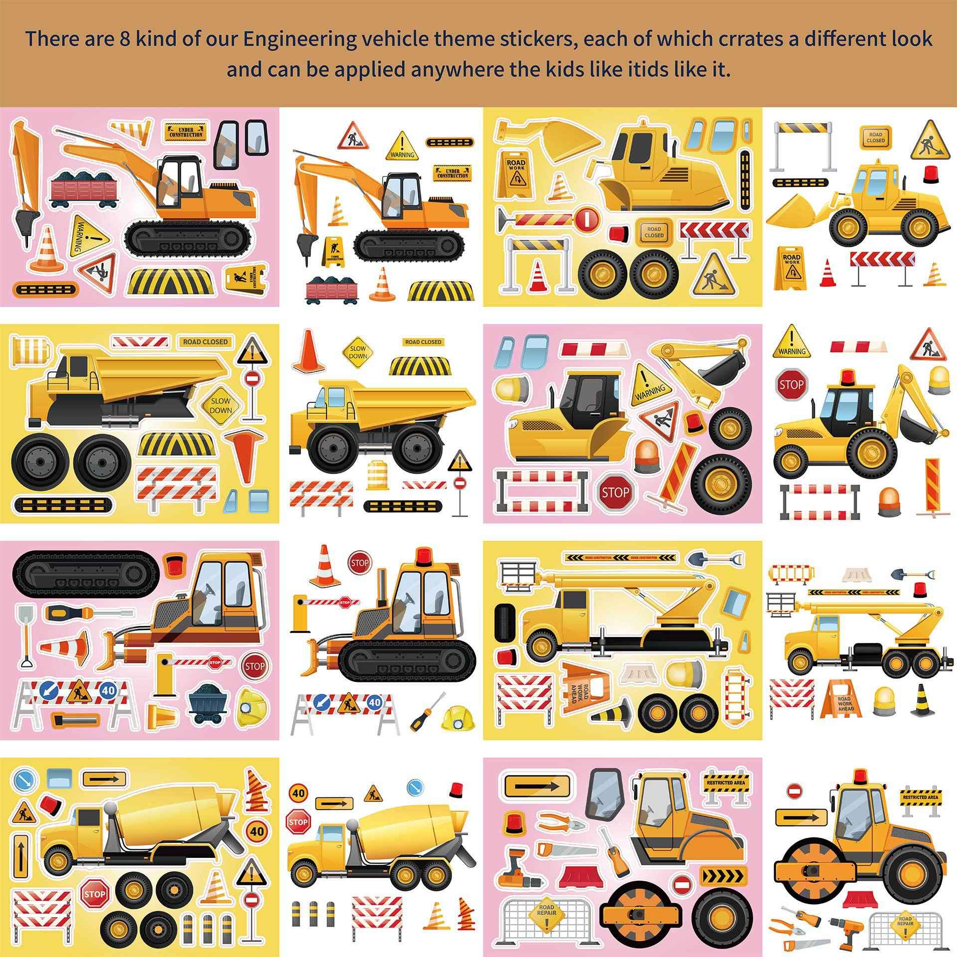 32 Sheets Engineering Vehicles Make Your Own Stickers for Kids - TTpen