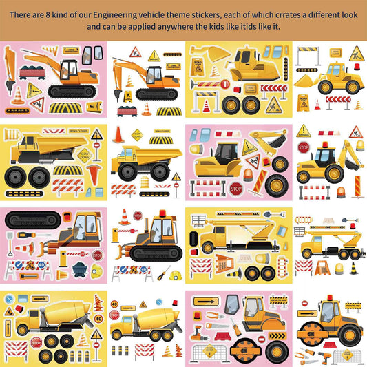 32 Sheets Engineering Vehicles Make Your Own Stickers for Kids - TTpen