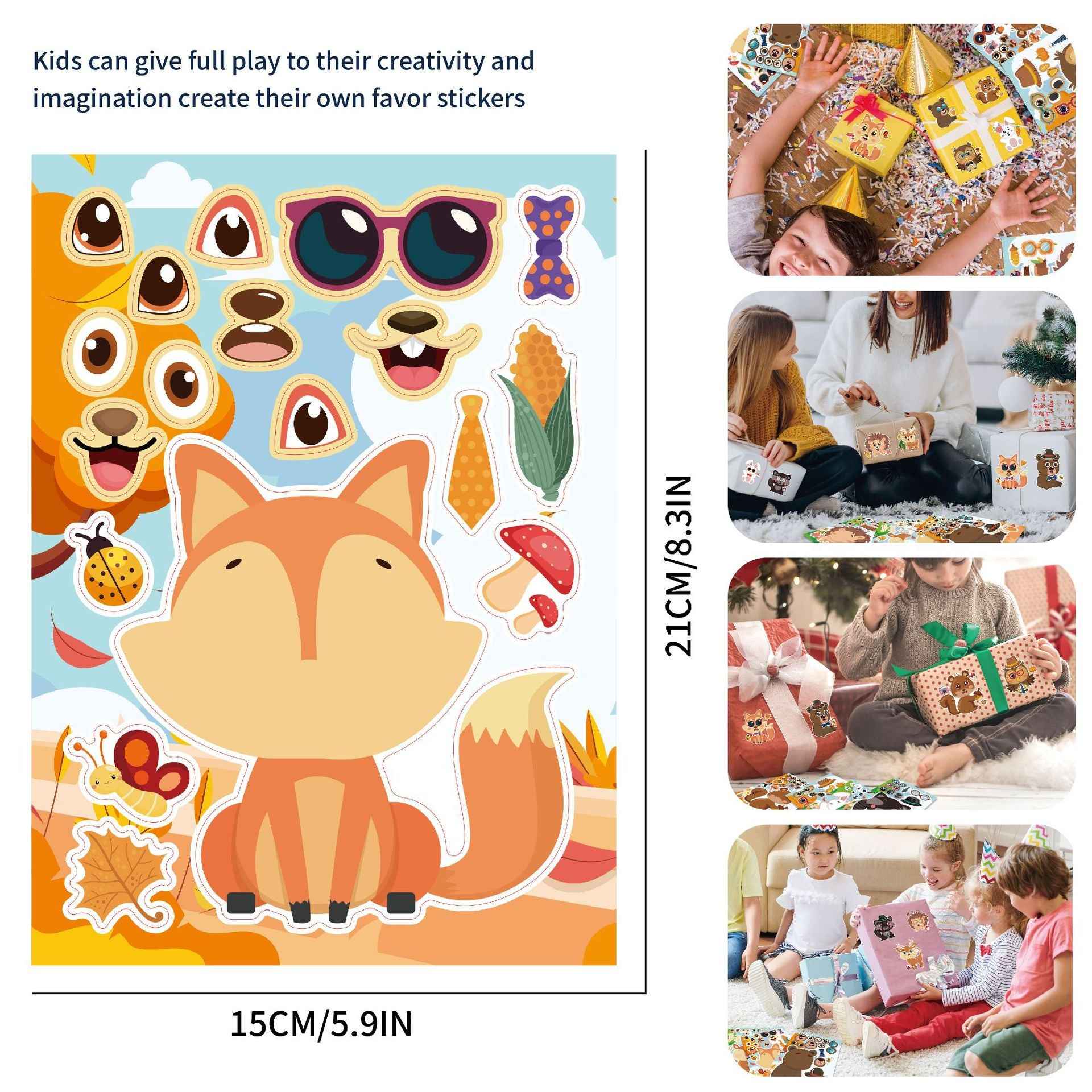 32 Sheets Forest Animals Make Your Own Stickers for Kids - TTpen