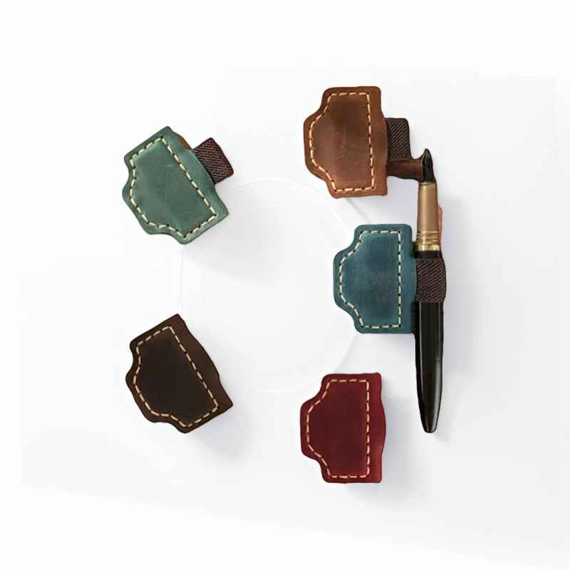 2PCS Magnetic Leather Bookmarks with Pen Holder