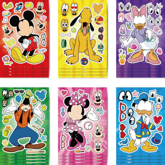 24 Sheets Mickey Mouse Make a Face DIY Stickers for Kids - TTpen