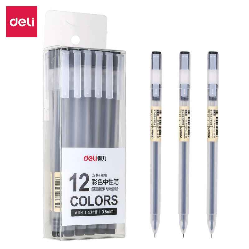 DELI A119 Colors Gel Pen Needle Tip 0.5mm Fine Point 12 Pack - TTpen