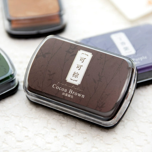 Large Vintage Quick-Dry Wooden Stamp Pad for Journaling 6 Color Set