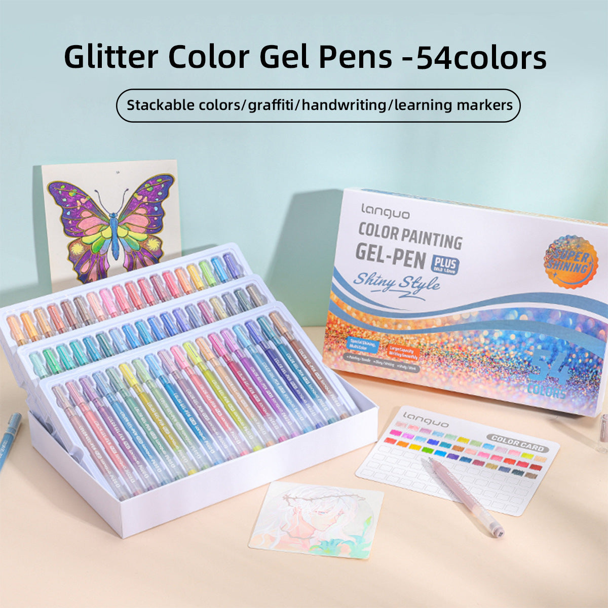 Languo Color Painting Gel Pen Plus 1.0mm Shiny Style 24/36/54/72 Colors
