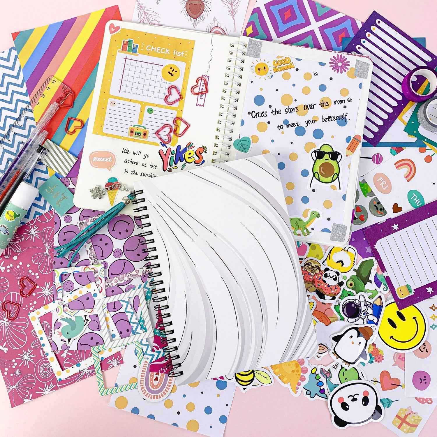 DIY Journal Kit for Girls 8-12 Purple Scrapbook Diary Supplies Set - TTpen