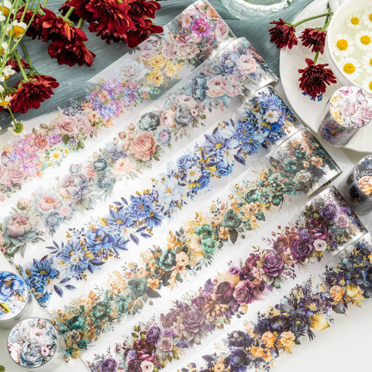 6 Roll Floral Seasons PET Tape for Journaling Scrapbooking DIY Decor