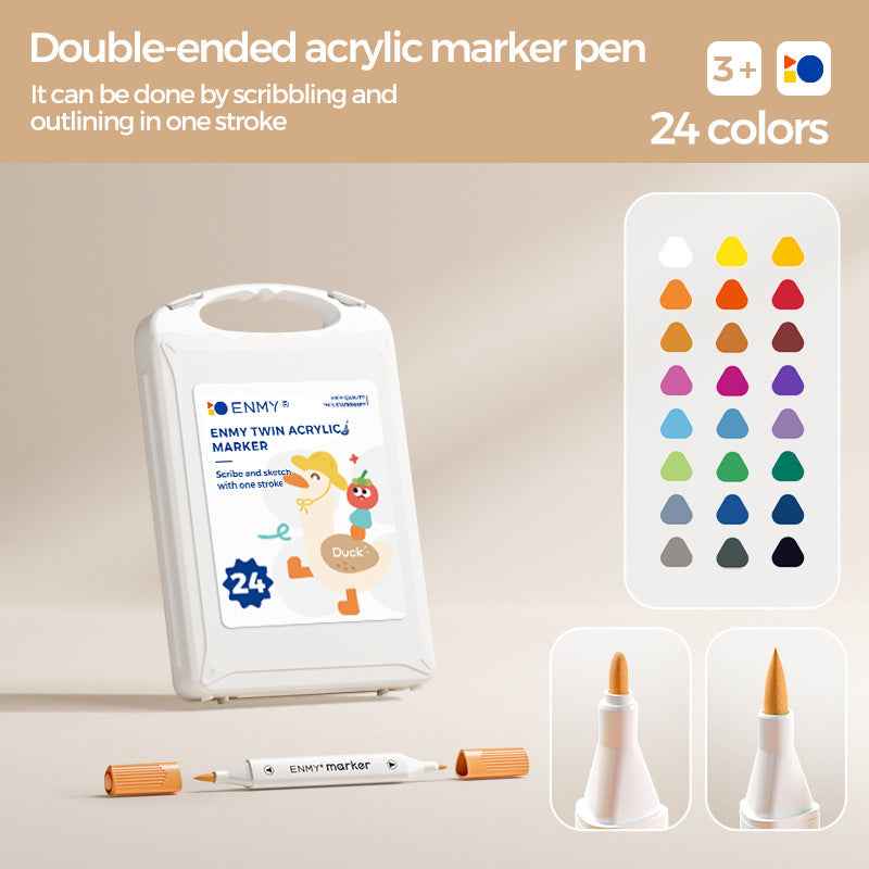 ENMY Kids Dual-Tip Acrylic Markers – Soft & Hard,12/24/36/48/60 Colors