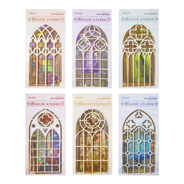 60-Piece PET Sticker Set - Glazed Window Series 60x120mm