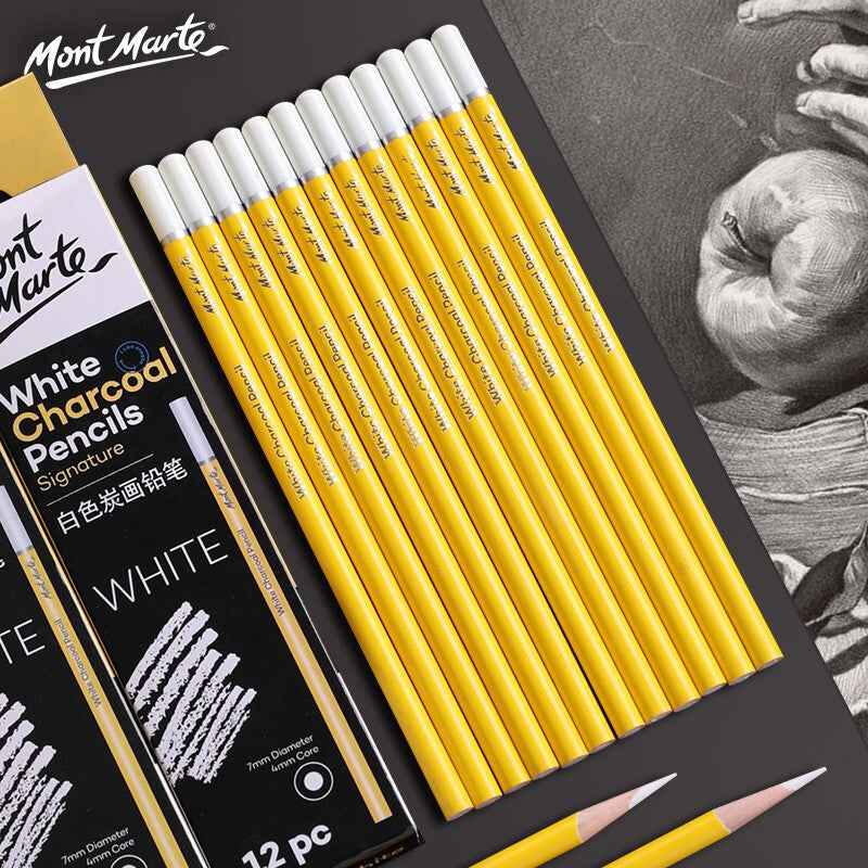 Mont Marte White Charcoal Pencils,Pack of 12 - TTpen