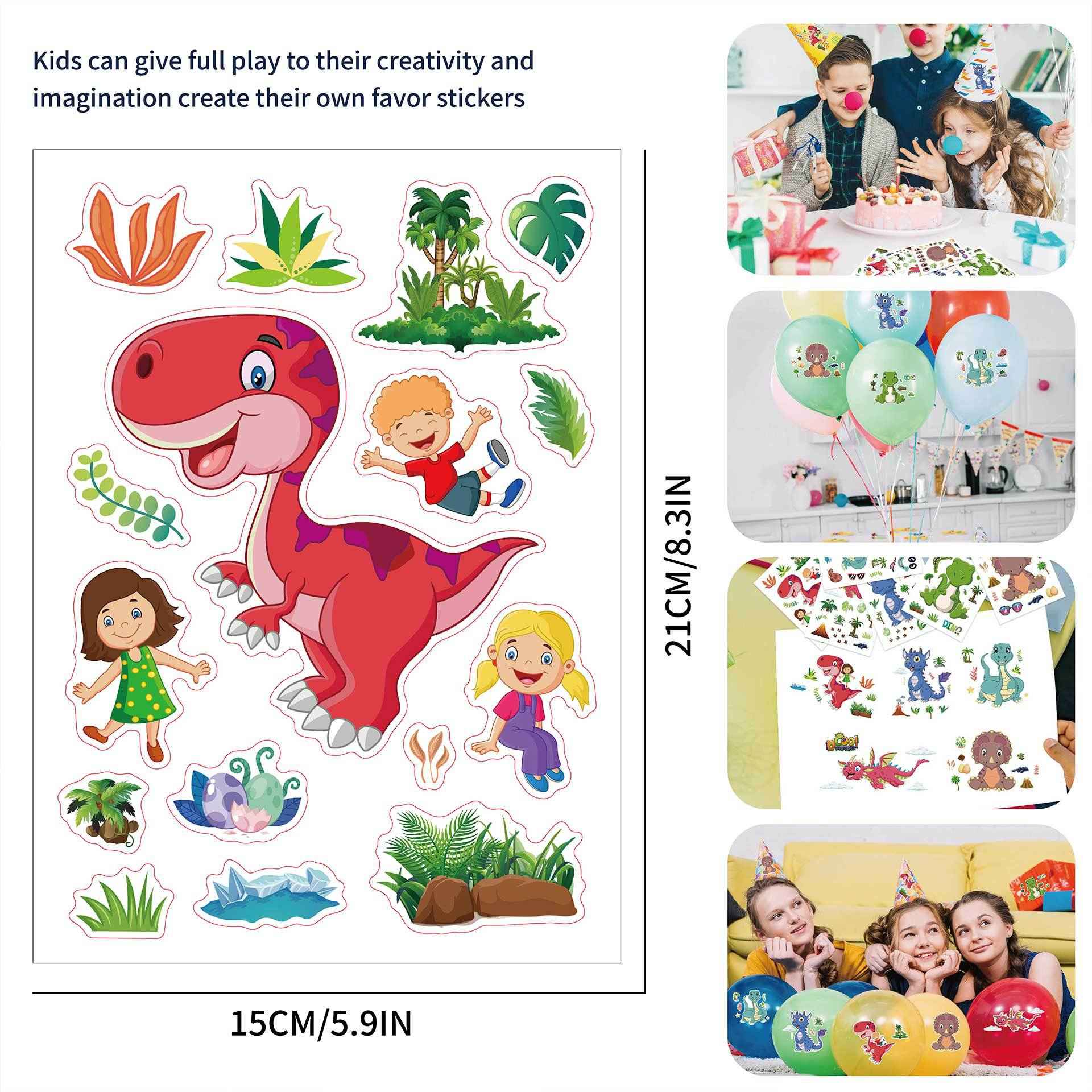 32 Sheets Dinosaur Make Your Own Stickers for Kids Birthday Party Favor Supplies - TTpen