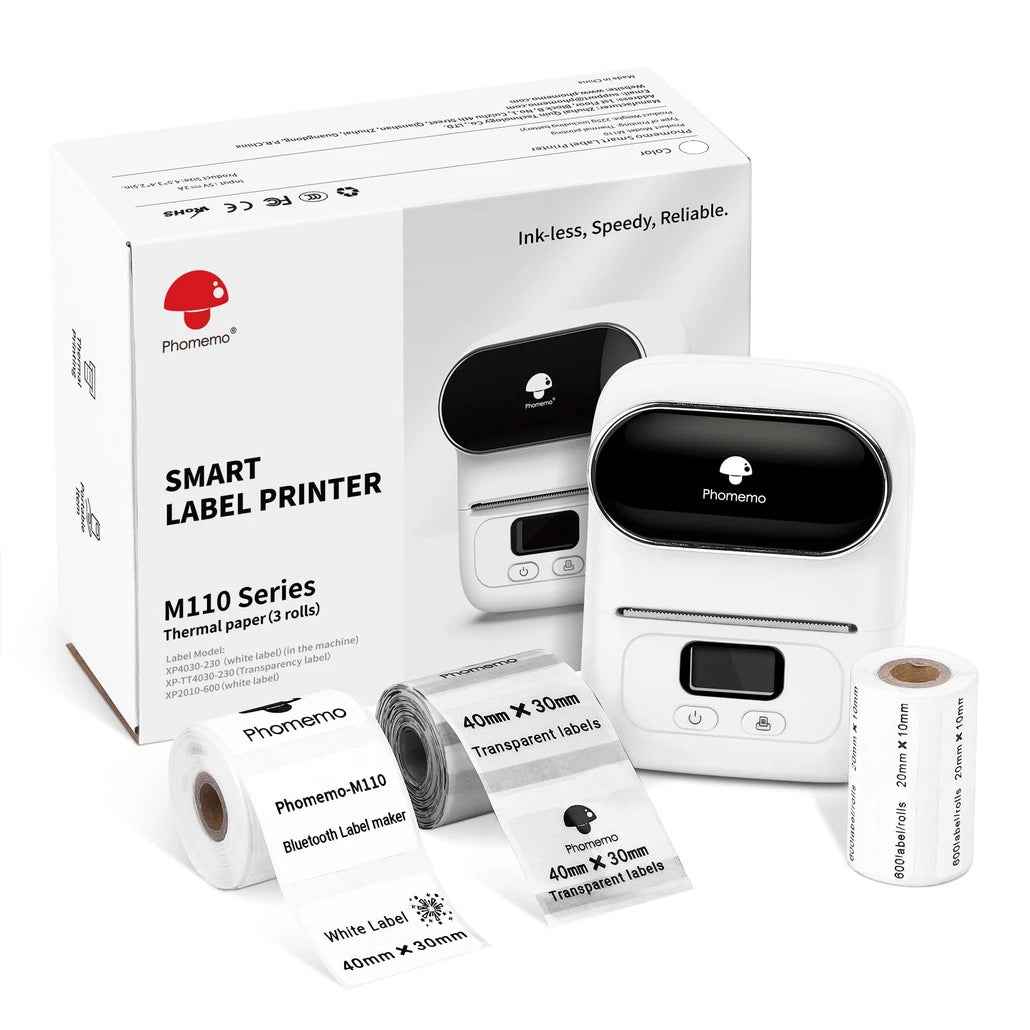 Phomemo M110 Label Maker Thermal Printer with 3 Roll Paper - TTpen