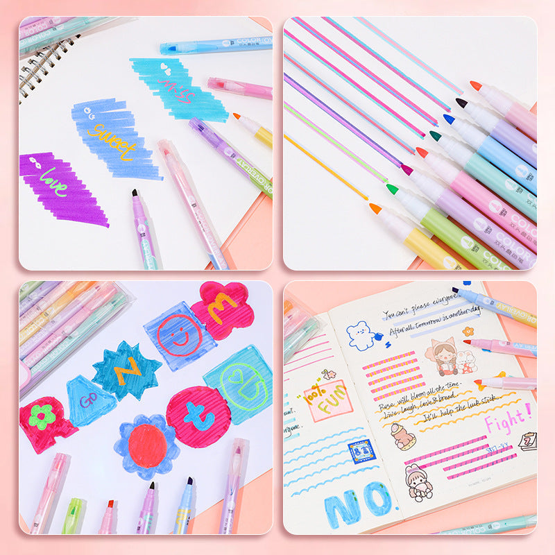 16 Color Overlay Marker,Double Tip Highlighters,8 Pack