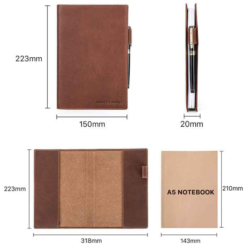 Leather Protective Cover Case for A5 Notebook Journal Planner