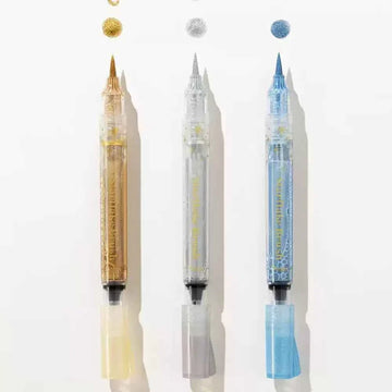 Pentel StarFlake Brush Pen Gold Silver Blue Glitter Colors