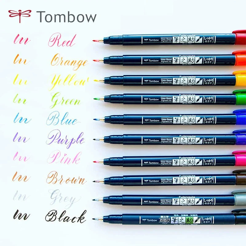 Tombow Fudenosuke Brush Color Pens 6/10 Color Set