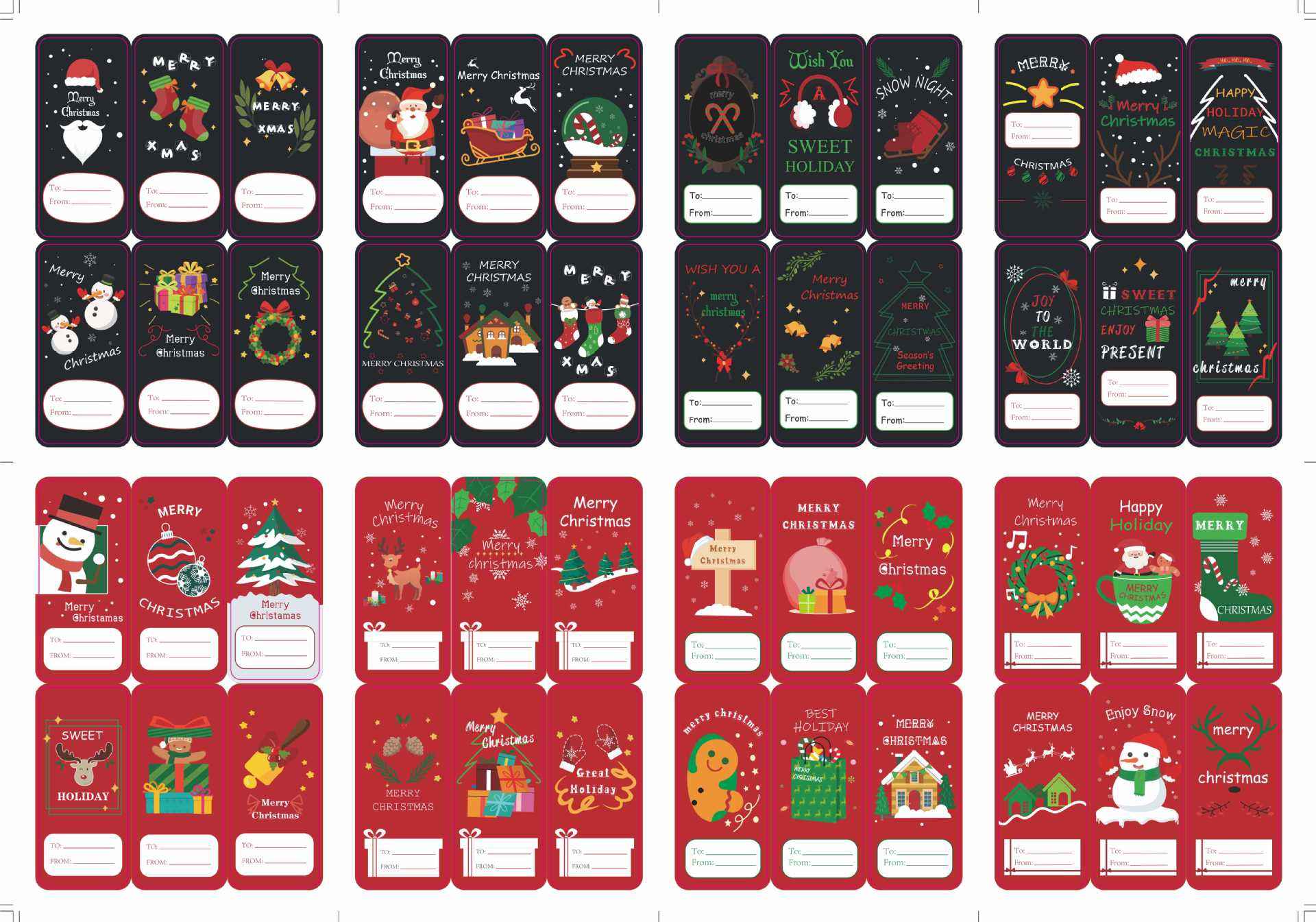 192pcs Merry Christmas To and From Stickers for Gift Box Wrapping - TTpen