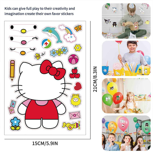 32 Sheets Sanrio Hello Kitty Make a Face DIY Stickers for Kids - TTpen