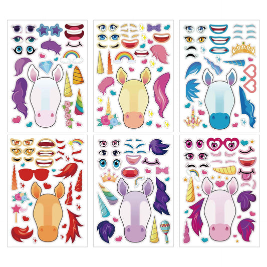 24 Sheets Make Your Own Unicorn Stickers for Kids 21 x 15 cm - TTpen