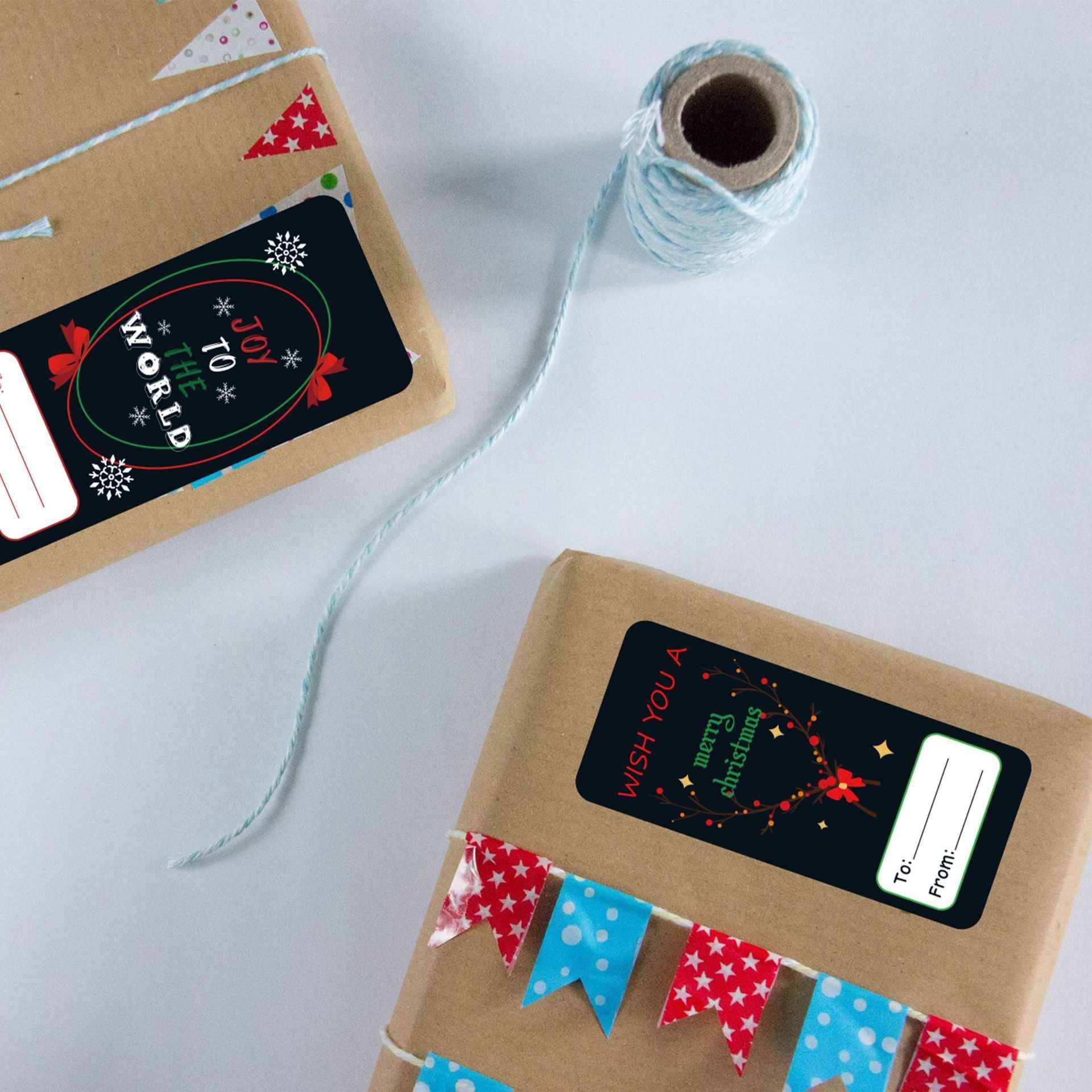 192pcs Merry Christmas To and From Stickers for Gift Box Wrapping - TTpen