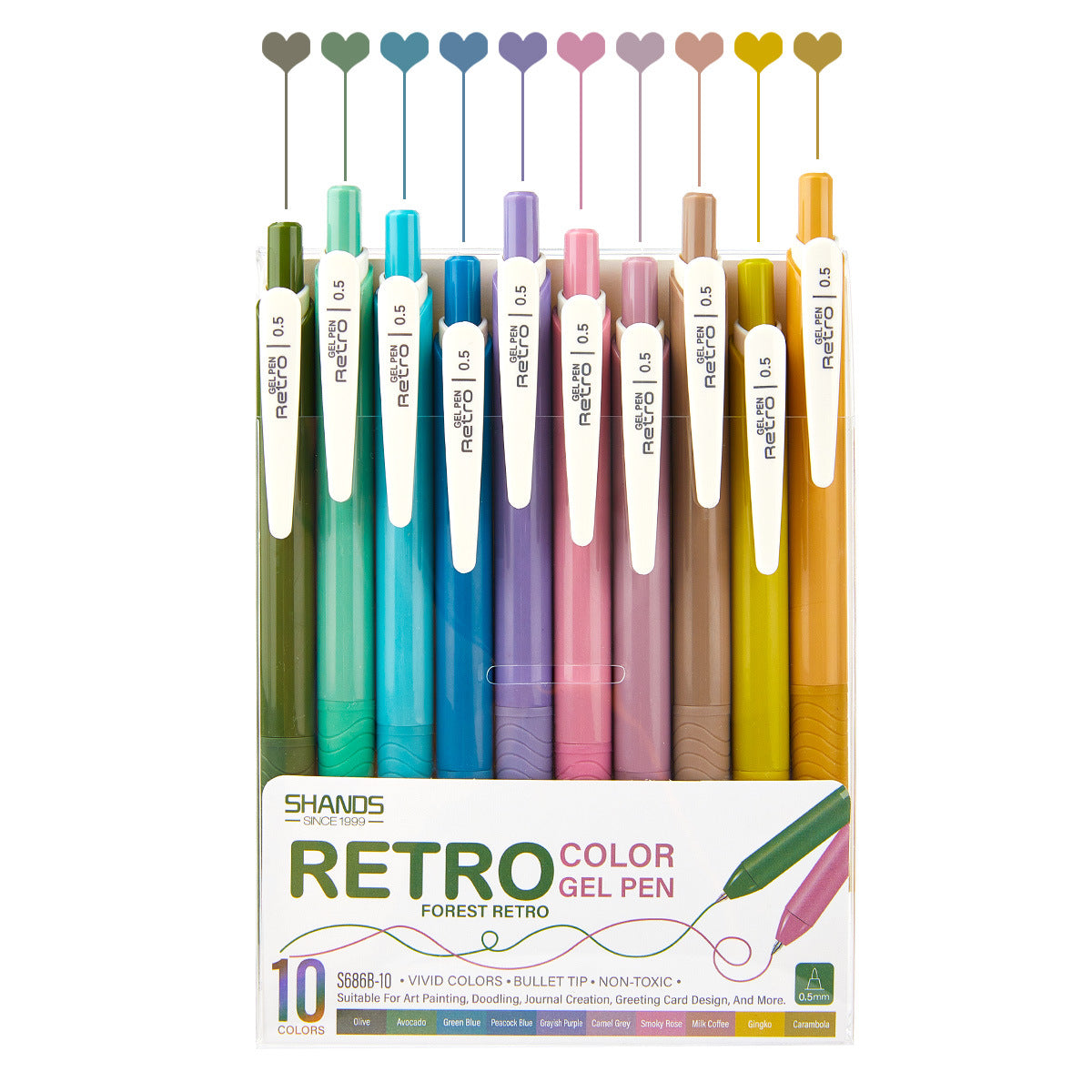 SHANDS S686 Retro /Juice Colored Gel Ink Pens Retractable 0.5mm