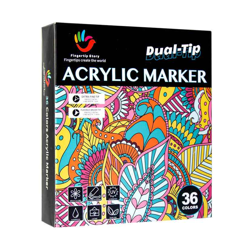 36 Colors Acrylic Paint Bursh Marker Dual Tip Pens - TTpen