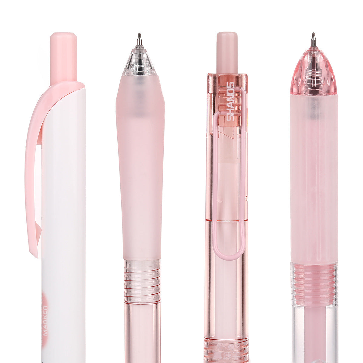 SHANDS 6-Piece Pink Click Gel Pen Set with Highlighter