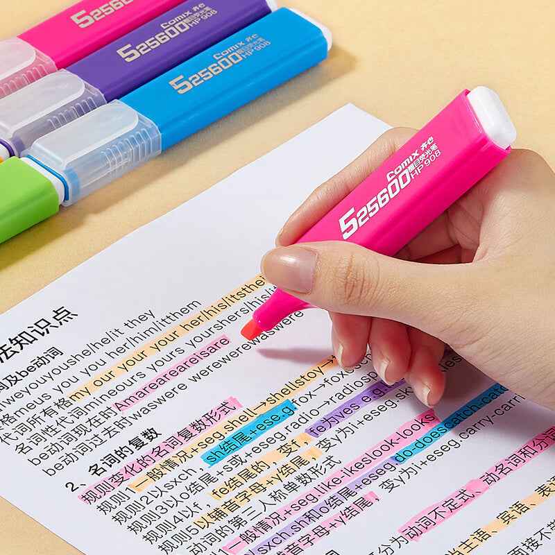 Comix HP908 10PCS Highlighters,1-5mm Chisel Tip,6 Colors - TTpen