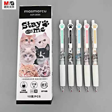 Kawaii Cat Gel Pen 0.5mm Black Ink Ballpoint Pens 10 Pack