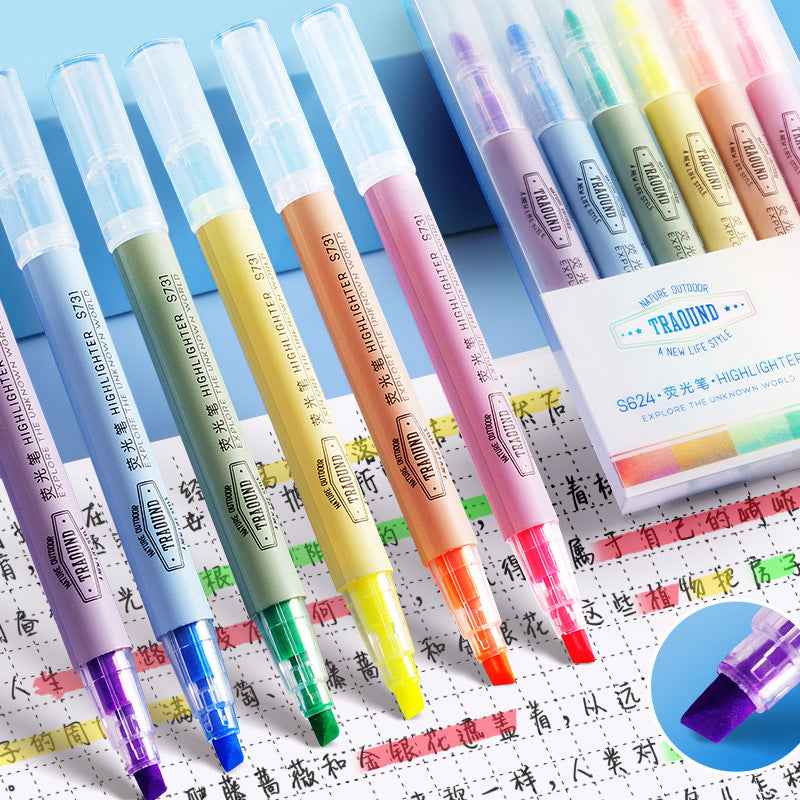 DELI 6 Color Highlighters Chisel Tip Pen for Bible School - TTpen