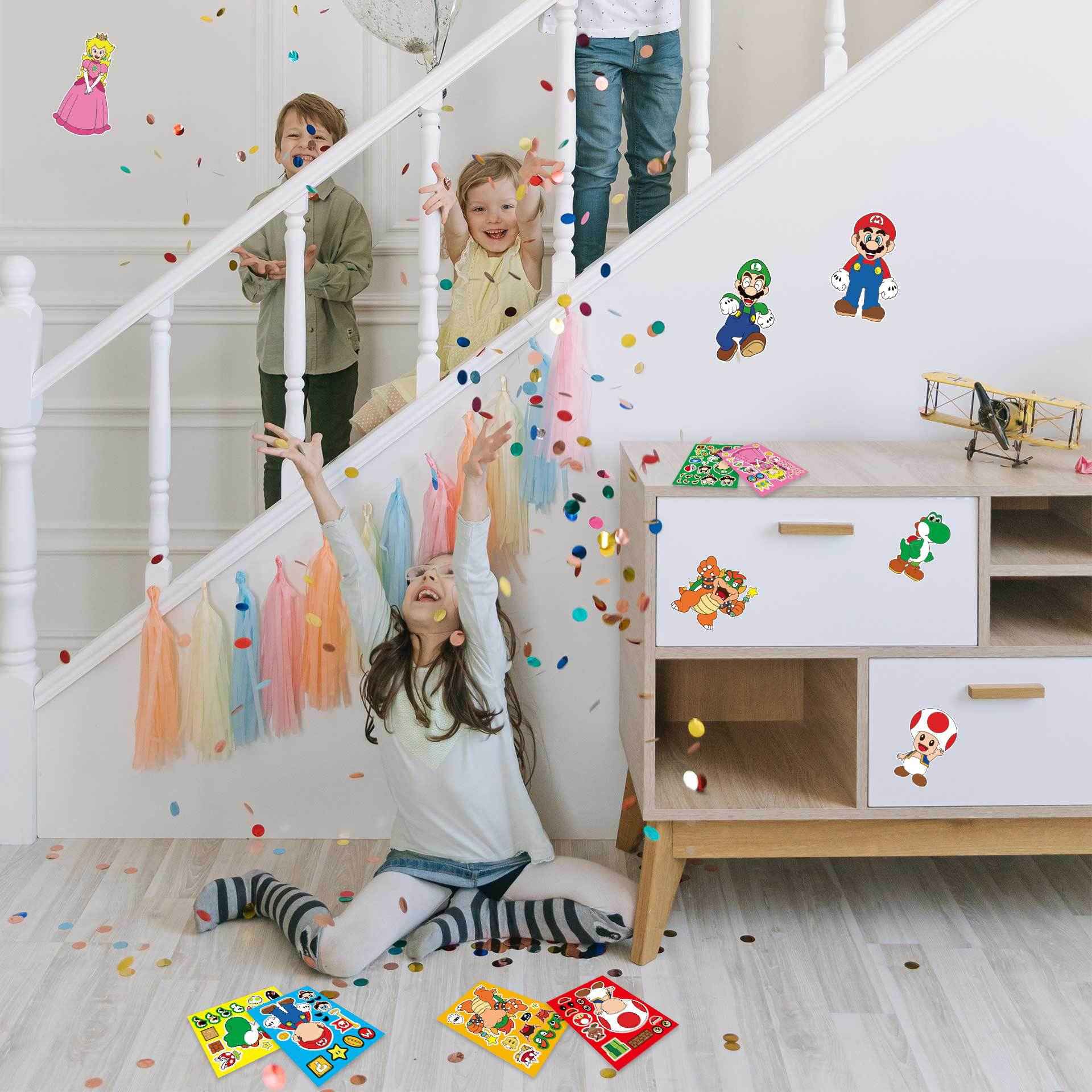 24 Sheets Super Mario Bros Make a Face DIY Stickers for Kids - TTpen