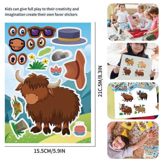 32 Sheets Hightland Cattle Make Your Own Stickers for Kids - TTpen