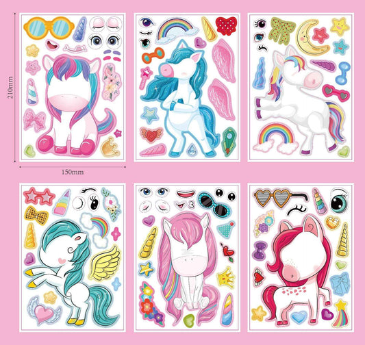 24 Sheets 8.27''×5.9'' Make Your Own Unicorn Stickers - TTpen