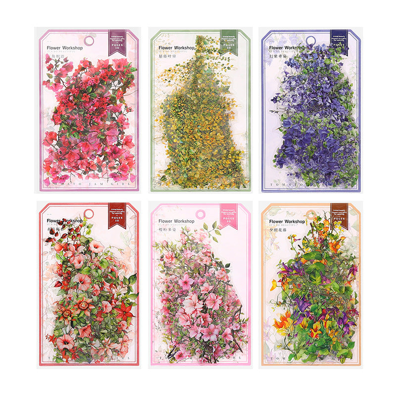Flower Workshop PET Sticker Set – 60 Large Floral Decorative Stickers