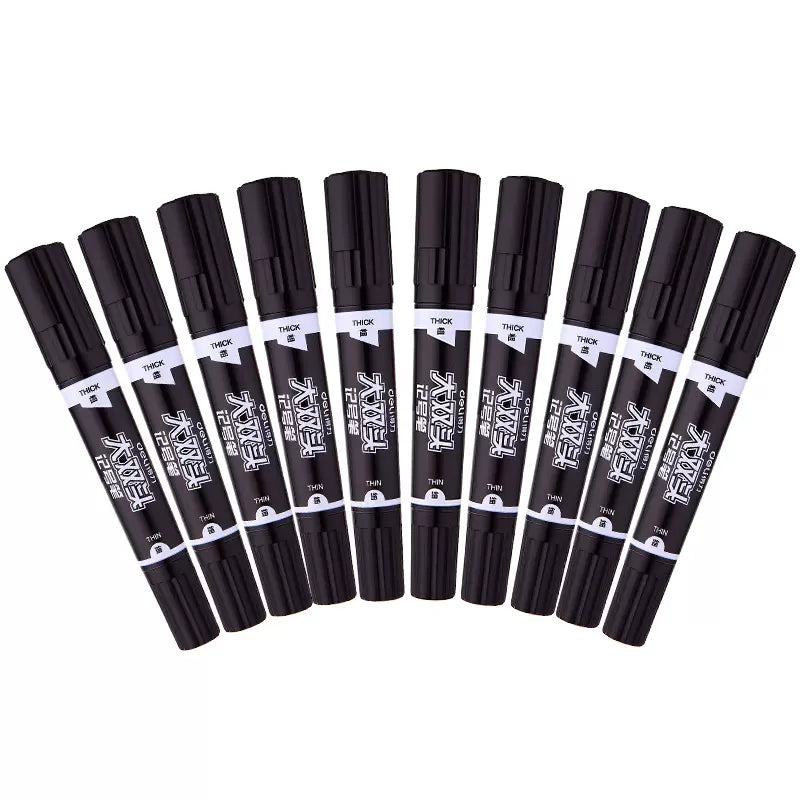Deli S555 Permanent Marker Black Blue Red 10 Pack Black