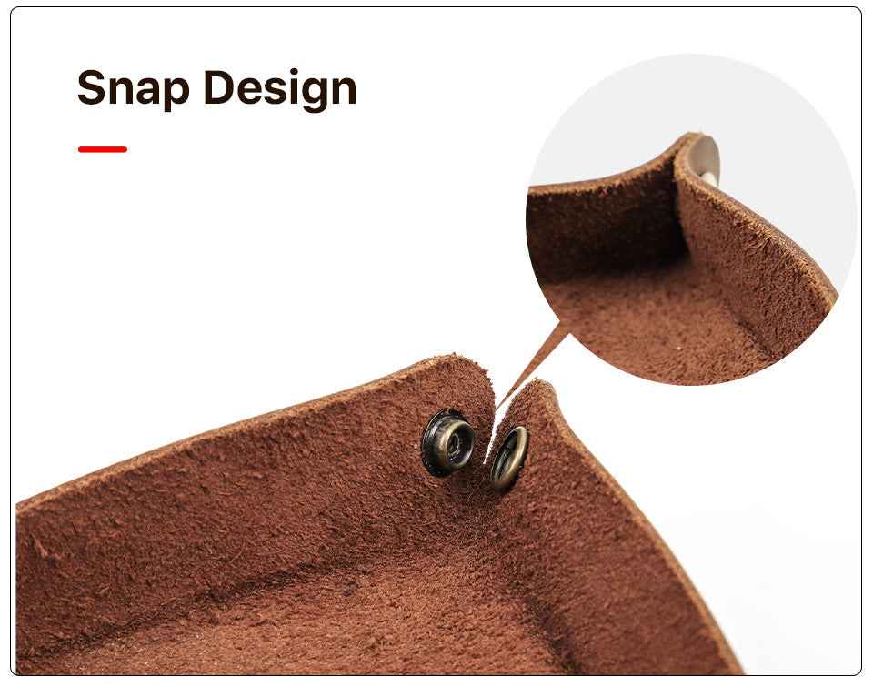 Small Genuine Leather Tray Organizer Desk Storage Box