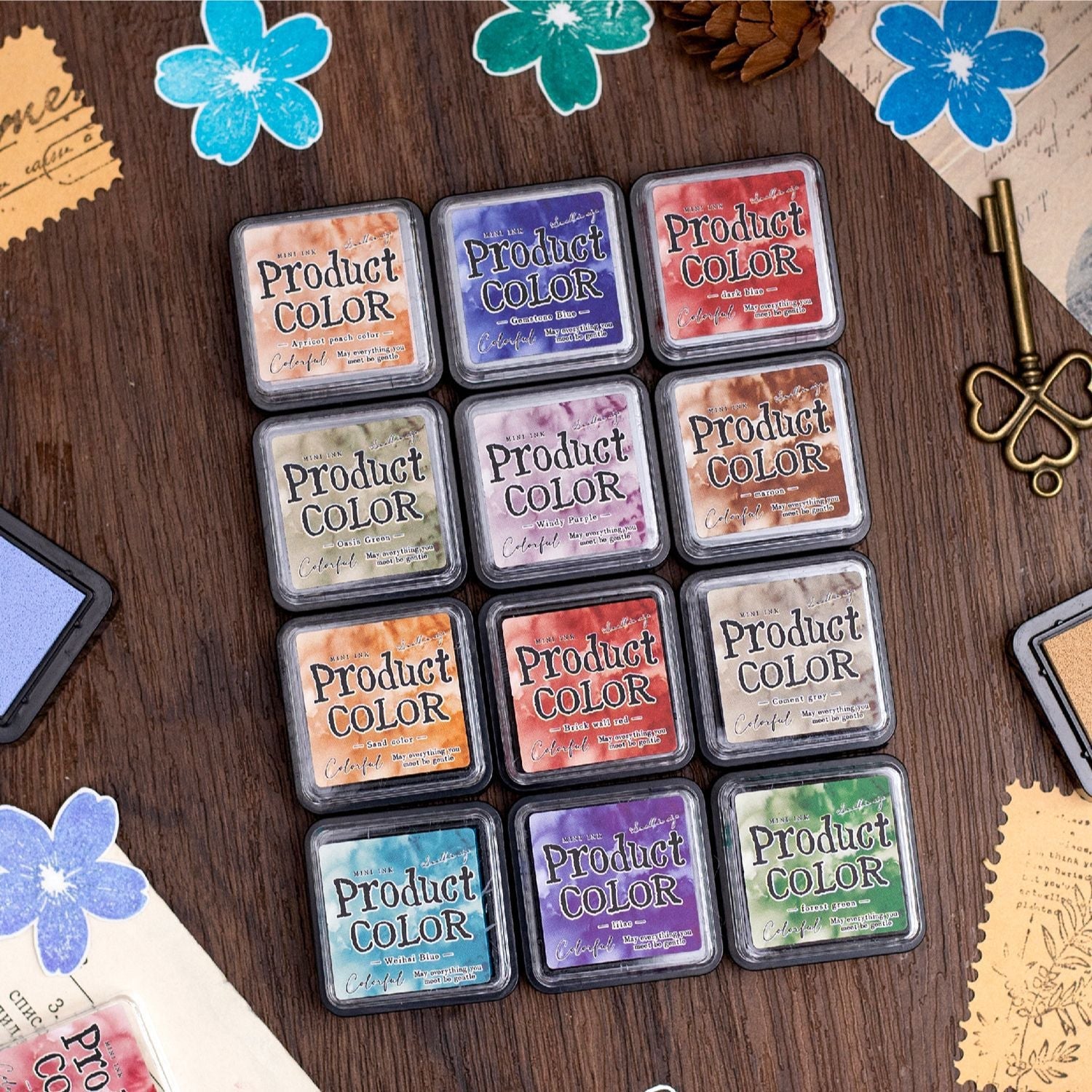 Flowing Colors Series Stamp Pad Set 6 Vibrant Ink Pads for Journaling