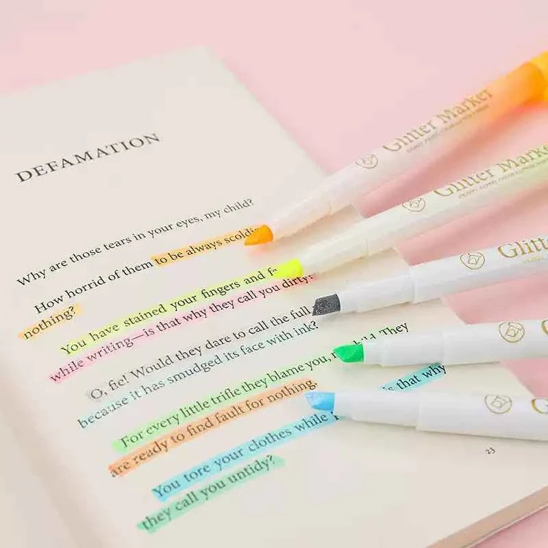 Guangna 6621 Glitter Highlighters Markers,12 Pack,Candy Colors