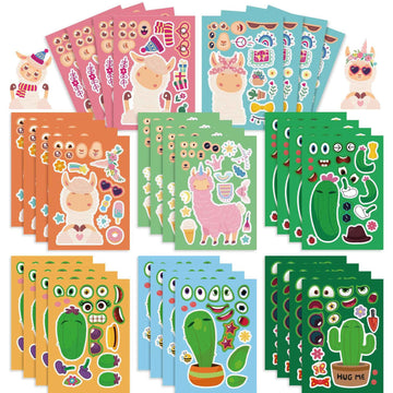 32 Sheets Cartoon Alpaca Make Your Own Stickers for Kids - TTpen